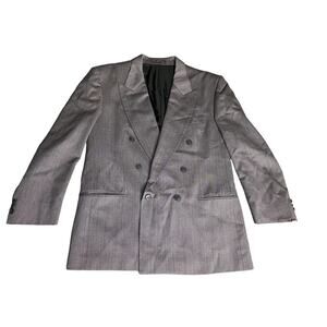 YVES SAINT LAURENT 100% Wool Double-Breasted Sport Coat Blazer Gray 42